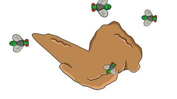 Animation von gebraten Hähnchen Flügel Sein angegriffen durch fliegt video