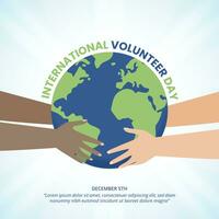 International Volunteer Day background with volunteer hands working together vector