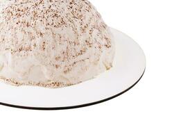 White mousse cake on white plate photo