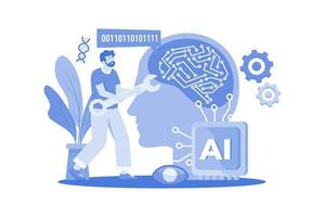 Artificial Intelligence Engineer Illustration concept on a white background vector