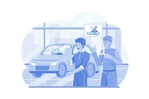 Buyer Choosing Automobile In Store vector