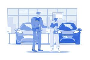 Car Dealership Seller Greeting Customer vector