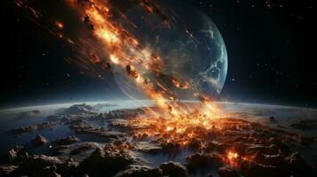 Meteor impact space astronomy photo realistic AI Generated