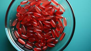 Capsule red medicine vitamin photo realistic AI generated