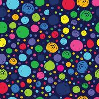 seamless pattern beautiful colorful small and big circle with dark blue background vector