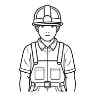 coloring page line art worker man vector