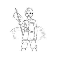 coloring page line art india army vector