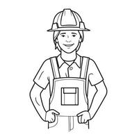 coloring page line art worker man vector