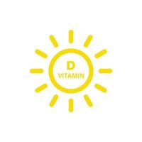 Vitamin D with sun icon. Vitamin D icon with sun vector illustration