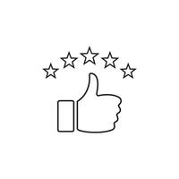 Customer review icon, quality rating, feedback, five stars line symbol on white background vector