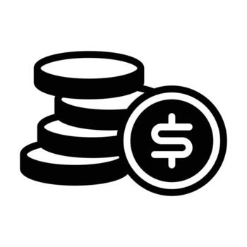 icono de glifo de pila de monedas vector