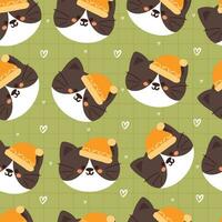 seamless pattern cartoon cat with winter outfit. cute animal wallpaper illustration for gift wrap paper vector