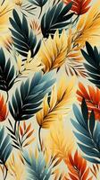 Seamless palm leaf pattern tropical AI Generated photo