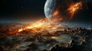 Meteor impact space astronomy photo realistic AI generated