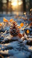 pino bosque árbol invierno historia antecedentes ai generado foto