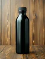 Tumbler bottle black mockup drink travel promotion brand company AI generated photo