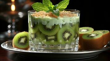 Kiwi fruit pudding dessert sweet food snack AI generated photo