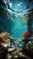 ai generado Oceano debajo agua con coral arrecife foto