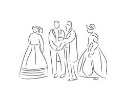 line art vector of people from middle ages.