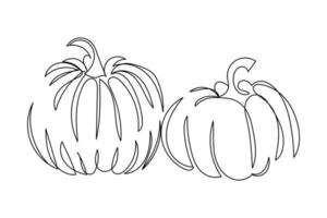 Continuous line art of pumpkins. vector