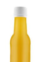 Yellow mustard squeeze bottle container isolated photo