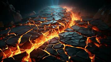 Lava flow eruption mountain photo realistic AI generated