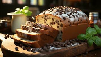 chocolate mermelada un pan con crema postre bocadillo ai generado foto