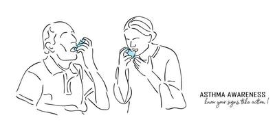 line art vector of asthma awareness.