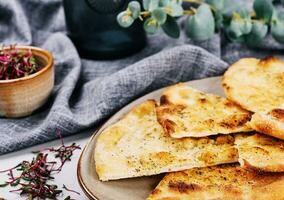 baked traditional Italian focaccia bread photo