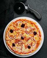Pizza with Mozzarella cheese, chicken, Spices Italian pizza photo