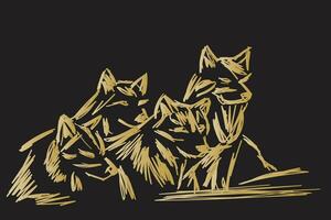 sketch of untamed beasts of nature. the pack of gray wolf vector