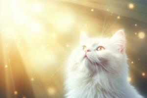 Close-up of cute cat gazing at something with beautiful bokeh background, Generative AI photo