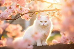 Close-up of cute cat gazing at something with beautiful bokeh background, Generative AI photo