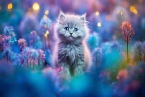 Close-up of cute cat gazing at something with beautiful bokeh background, Generative AI photo