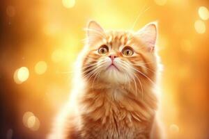 Close-up of cute cat gazing at something with beautiful bokeh background, Generative AI photo