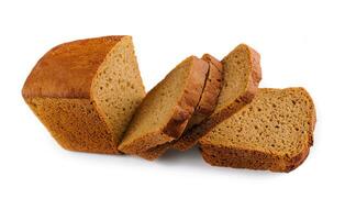 cut loaf of bread isolated on white photo