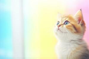 Close-up of cute cat gazing at something with beautiful bokeh background, Generative AI photo