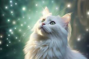Close-up of cute cat gazing at something with beautiful bokeh background, Generative AI photo