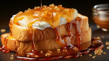 Bread toast agave nectar syrup jam dessert AI Generated photo