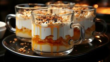 Orange pudding dessert sweet food snack AI generated photo