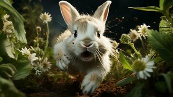 Conejo blanco conejito animal foto realista ai generado
