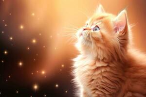 AI generated Close-up of cute cat gazing at something with beautiful bokeh background, Generative AI photo