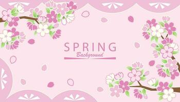 Spring sakura frame background vector