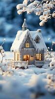 White village cottage home rent on winter AI generated photo