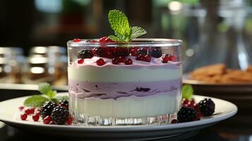 Blueberry fruit pudding dessert sweet food snack AI generated photo