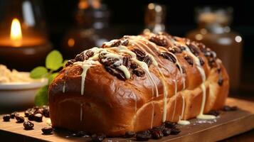 chocolate mermelada un pan con crema postre bocadillo ai generado foto