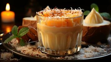 Coconut pudding dessert sweet food snack AI generated photo