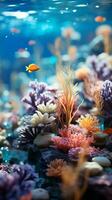 AI generated Ocean under water with coral reef photo