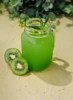 Kiwi Lemonade with Mint in Glass photo