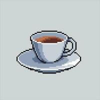 píxel Arte ilustración taza de café. pixelado café. un taza de café pixelado para el píxel Arte juego y icono para sitio web y vídeo juego. antiguo colegio retro vector